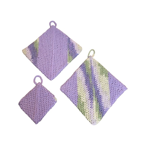 Handmade Cotton Pot Holder / Hot Pad Set - Picture 2 of 2